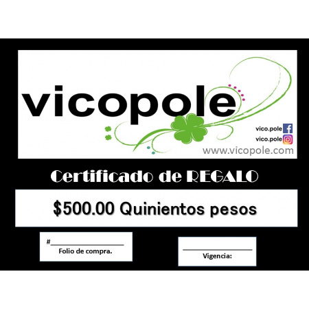 Certificado de regalo; Bueno por $500.00 mn.