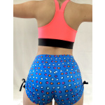 Short jareta, azul acero con bolitas de colores