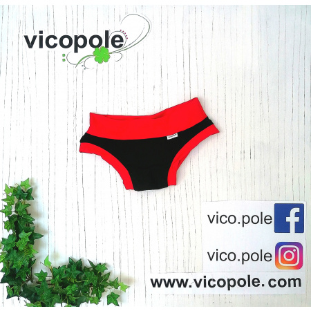 Short básico corto, negro con rojo. XS/S/M/L
