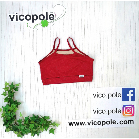 Top lady rojo, en licra texturizada con brillantina. Ultima pieza, L